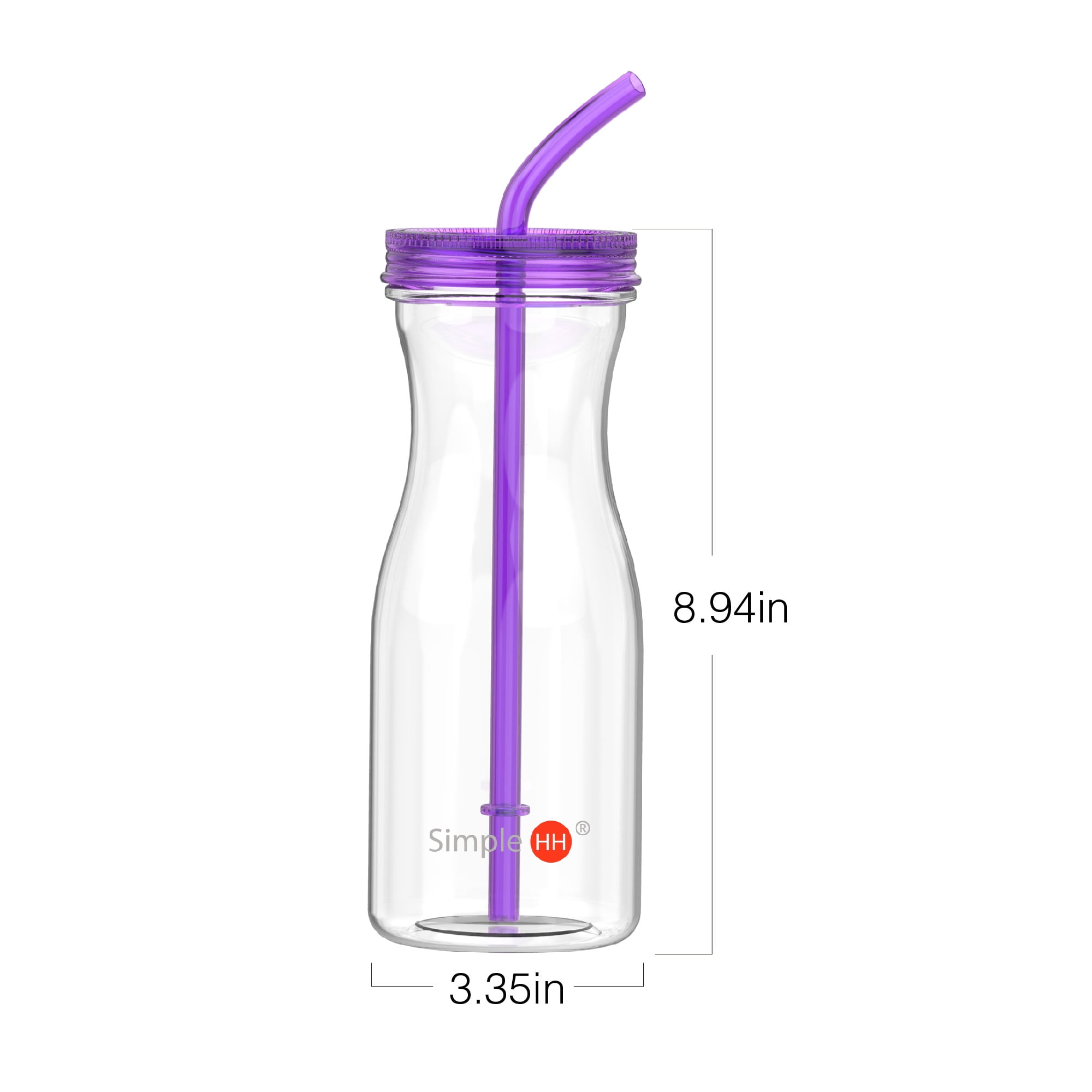 Water Bottle With Straw Made by Simple HH33oz BPA Free Tritan Cold Drink  Tumbler with Straw （Multi-color selection)(Black) 
