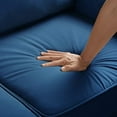 thumbnail image 4 of Sofa moderno de sillón con una sola asiento, piezas de madera, silla acolchada de terciopelo para salón, dormitorio, color azul marino, 4 of 5