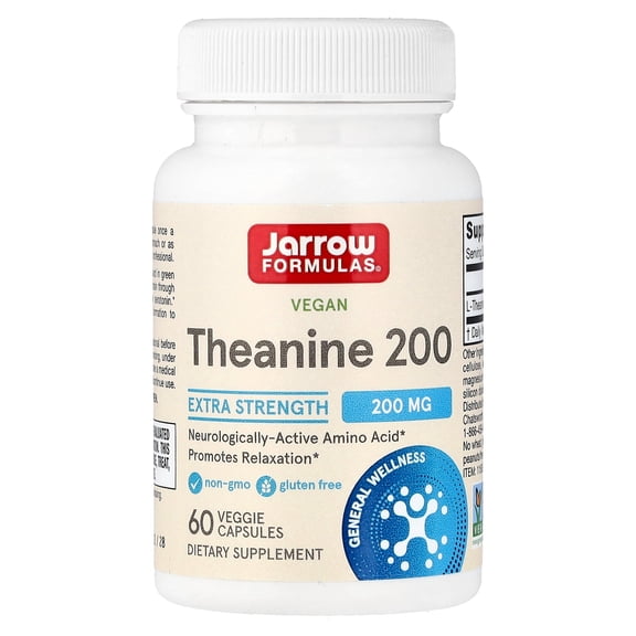 Jarrow Formulas Theanine 200, Promotes Relaxation, 200 mg, 60 Caps