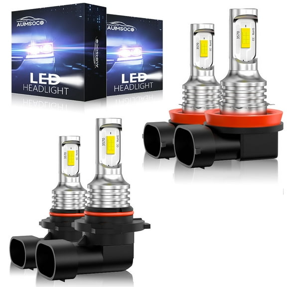 For Chevy Cruze 20162017 2018 2019 8000LM LED Headlight 9005 H11 Bulbs , High Low Bulbs , 6000K Super Bright White, Plug-N-Play, 300% Brighter 50000 Hours Lifespan, 4x