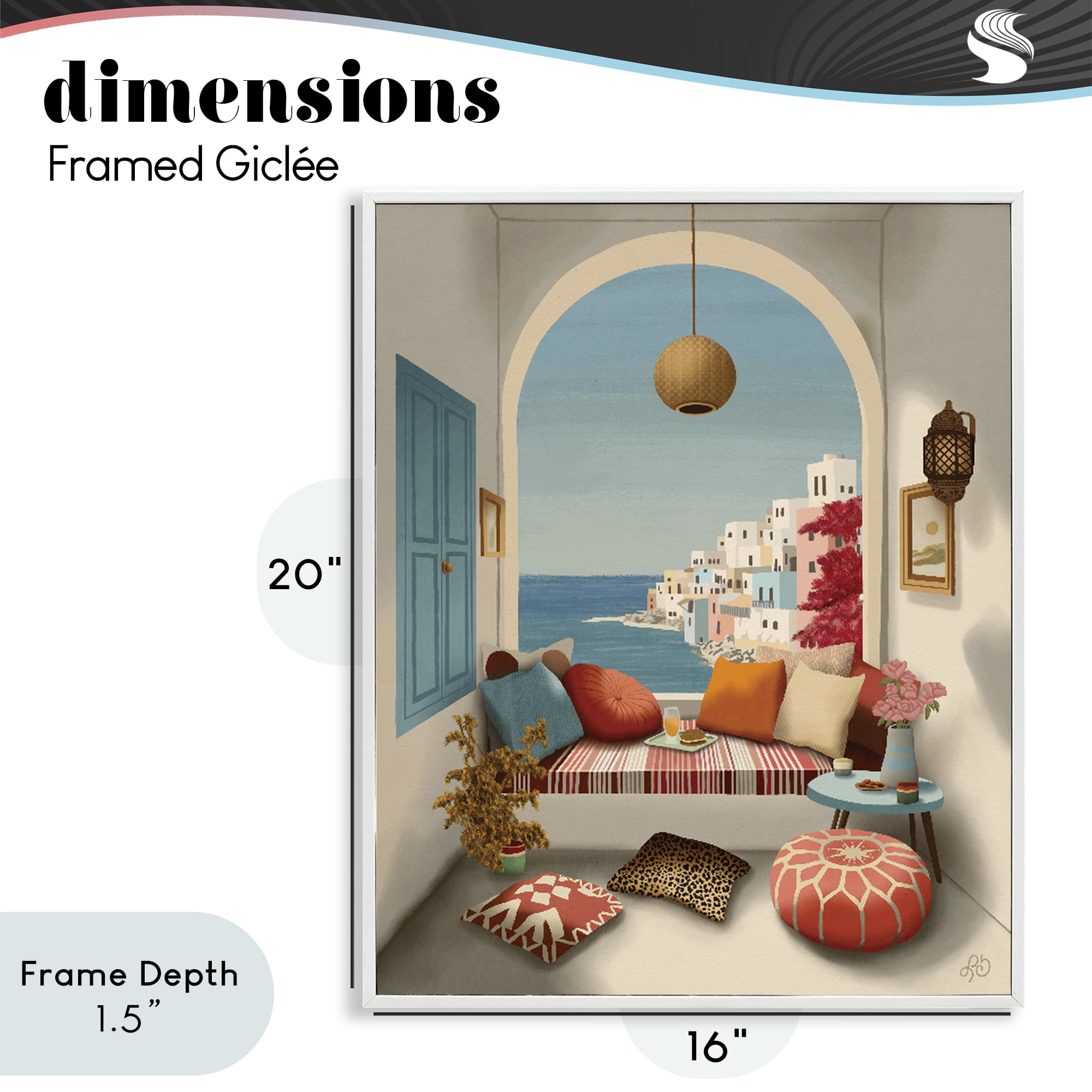 Stupell Industries Mediterranean Seaside Window View White Framed Giclee Art, design by Lisa R Dumm