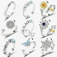 thumbnail image 2 of Snowflake Open Ring Rotating Adjustable Jewelry Anxiety Pressure Fashion Ring, 2 of 5