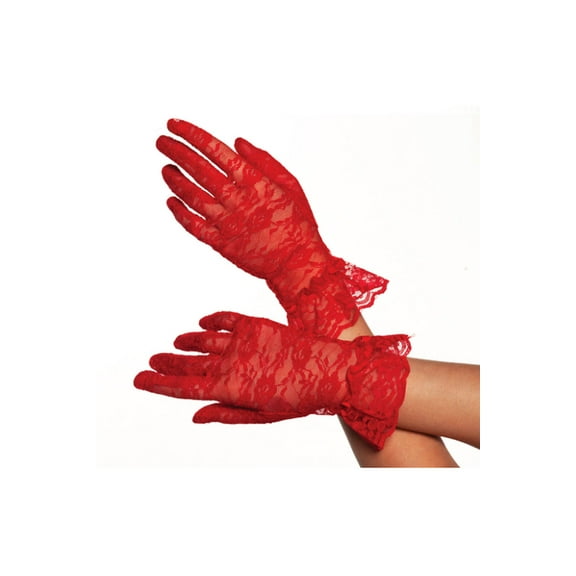 Adult Women's Lace Wrist Gloves Red