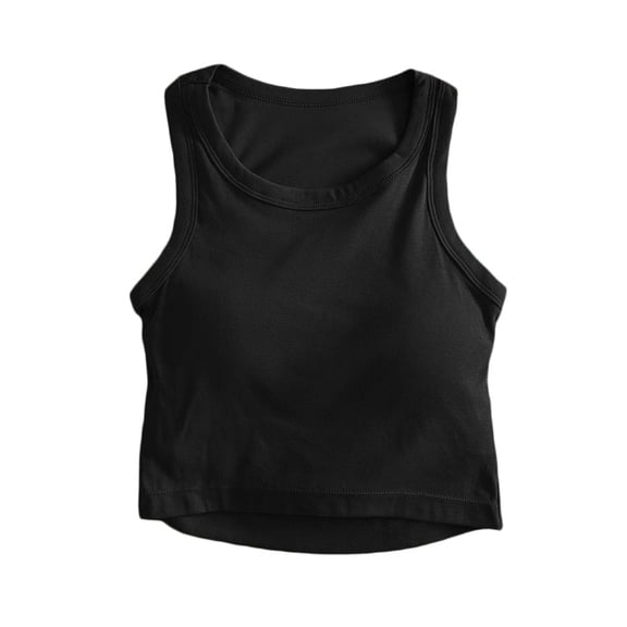 Bobifish Girls Tank Crew Neck Sleeveless Ribbed Padded Undershirts Daily Athletic Casual Soft Stretchy Lightweight Tank Tops