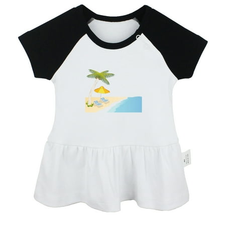 

Nature Beach Pattern Dresses For Baby Newborn Babies Skirts Infant Princess Dress 0-24M Kids Graphic Clothes (Black Raglan Dresses 0-6 Months)