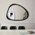 thumbnail image 4 of Mid-Century Asymmetrical Polished Wood Bathroom Wall Mirror,Black Mirror Has Frame for Indoor, 4 of 8