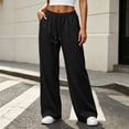 thumbnail image 2 of BUIGTTKLOP Womens Sweatpants Fleece Lined Wide Leg Sweat Pants Cotton Elastic Waisted Trousers with Pockets, 2 of 8