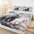 thumbnail image 3 of Homewish Safari Bear 4 Pieces Queen Sheet Sets for Teens Boys Girls,Japanese Style Ultra Soft Flat Sheet,Chic Floral Sakura Queen Fitted Sheet,Luxury Bedroom Decor, 3 of 7