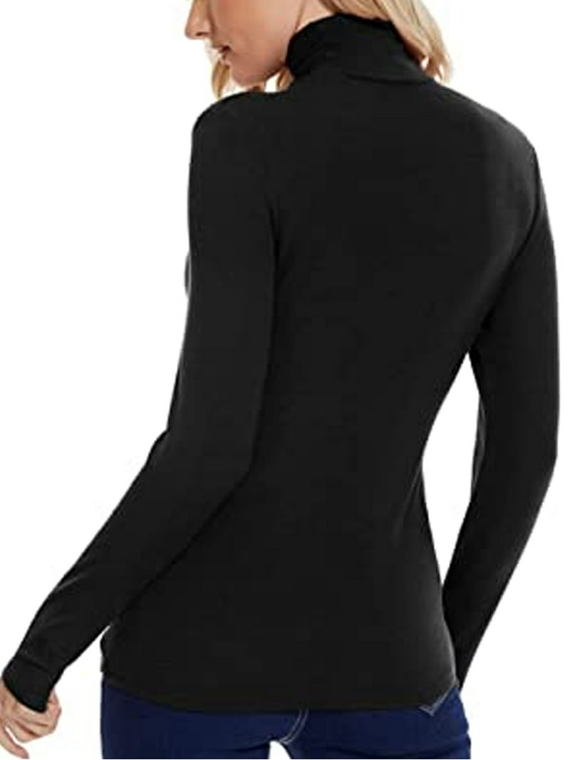 Women's Soft Fleece Turtleneck Top, Long Sleeve, Slim Fit
