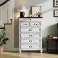 thumbnail image 4 of Huisuilinss 7 Drawer Dresser For Bedroom,Farmhouse Tall Dresser With Jewelry Storage,Wood Chest Of Drawers,Large Vertical Dresser,Modern Storage Cabinet For Bedroom Living Room Hallway, 4 of 7