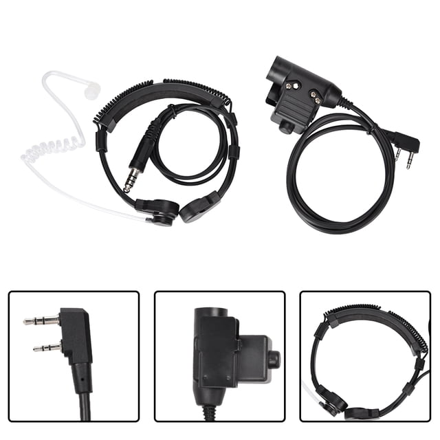 Tubo de aire con control de garganta y auricular PTT táctico de grado militar U94 para walkie talkie