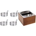 thumbnail image 1 of 4 Pcs Egg Frying Rings Stainless Steel Omelette Model with Handle S & 1 Pcs Wood Coffee Grounds Container Box, 1 of 10