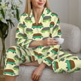 thumbnail image 6 of Pofeuu Turtle On Skateboard Print Womens Pajamas Set Long Sleeve Sleepwear Button Down Nightwear Soft Pj Lounge Sets Button Down Pajamas Women-Medium, 6 of 7