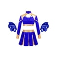 thumbnail image 2 of TiaoBug Kids Girls Cheerleading Outfits Cheer Print Crop Top with Pleated Skirt Blue 6, 2 of 5