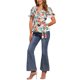 thumbnail image 2 of INSPIRAR CHIC Blusas de Mujer con Flores, Cuello en V, Mangas Cortas, Dobladillo Redondo, Volante, Peplum, Color Blanco con Flores, 2 of 6