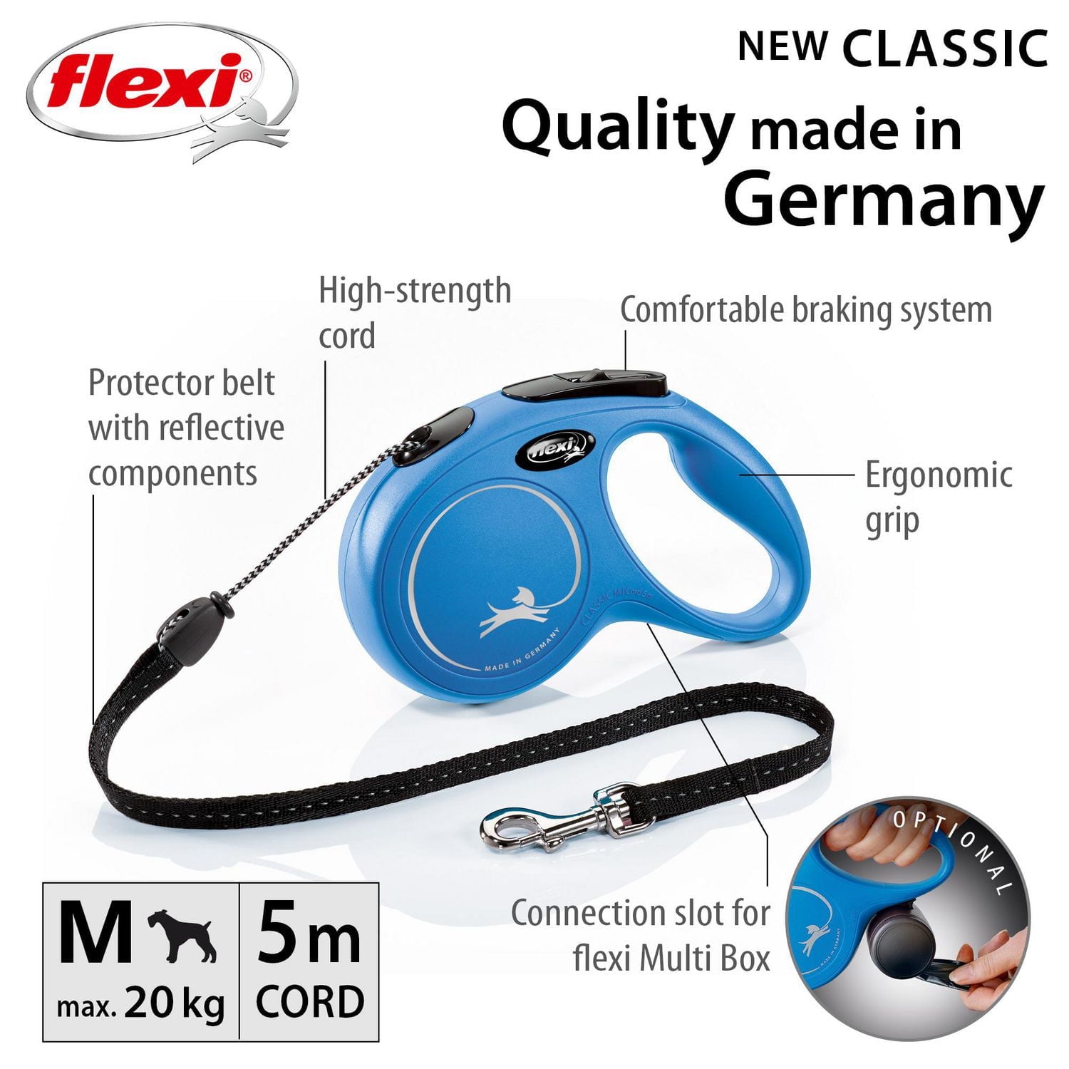 Flexi New Classic Cord Retractable Dog Leash 5m/16ft