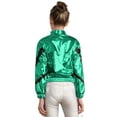 thumbnail image 2 of Haitryli Girls Sequin Zipper Coat Jacket for Hip Hop Latin Jazz Dance Birthday Outerwear Modern Dance Green 8, 2 of 7