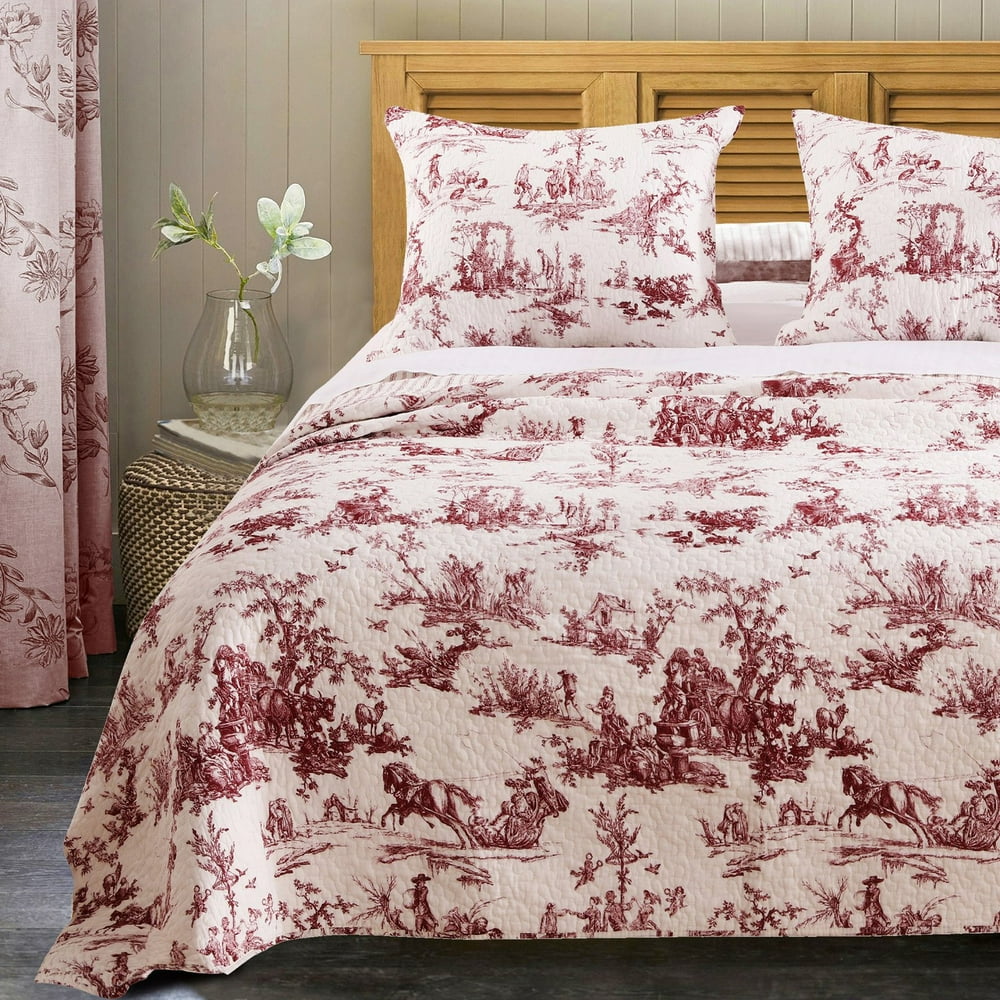 Classic Toile Cotton Bedspread Set by Greenland Home Fashions - Walmart