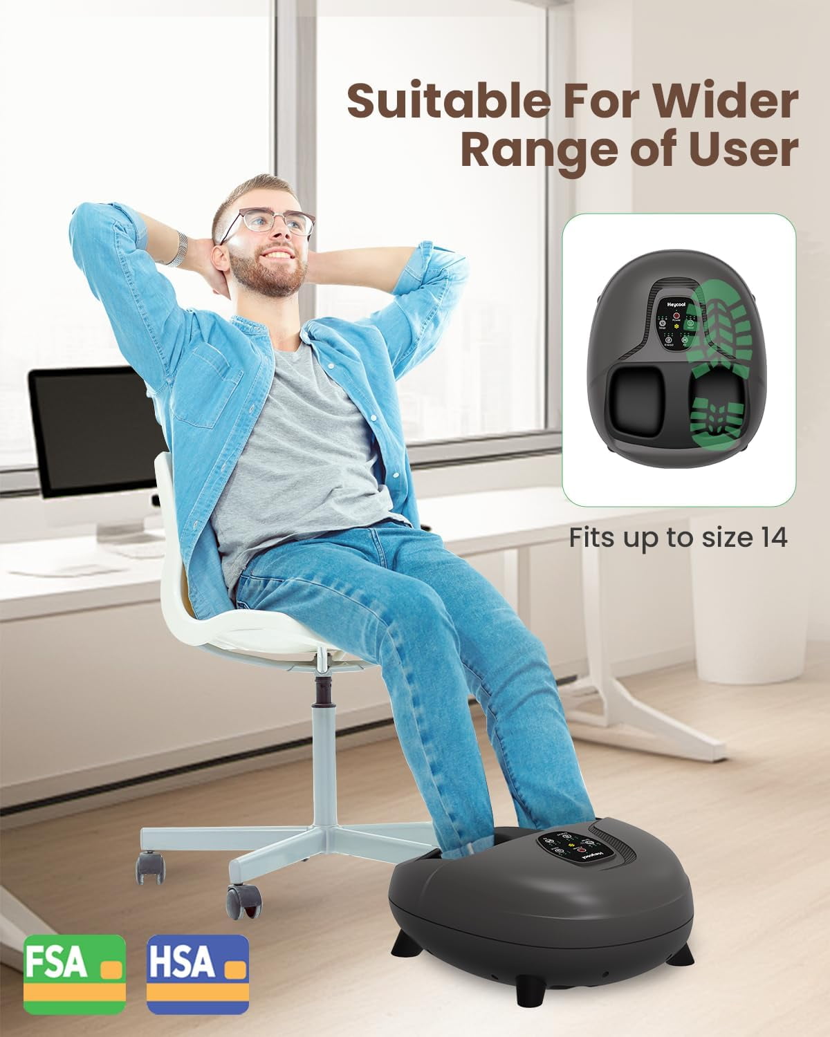 2026 Upgrade  Eligible HSA Foot Massager, Shiatsu  with Heat and Compression for Plantar Fasciitis Neuropathy