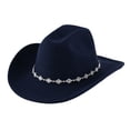thumbnail image 3 of JIAHONG Women's Western Cowboy Hat Rhinestone Wide Brim 2026 Cowgirl Hat Big Edge Summer Sun Protection and Sunshade Hats, Navy, 3 of 4