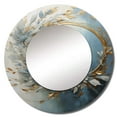 thumbnail image 2 of Designart "Wreathed In Blue And Gold Botanical Melody" Wreath Rund Mirror For Wall Decor - Large Beige Round Printed Mirror -Traditional Round Living Room Mirror - 29" x 29", 2 of 6