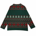 thumbnail image 4 of Plus Size Women's Christmas Santa & Tree Embroidered Cardigan Long Sleeve Round Neck Button Down Knit Sweater For Holiday Season, 4 of 6