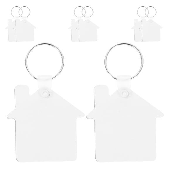 Raindrops 8pcs Unfinished Sublimation Keychain Key Ring House Shaped Blanks for Crafting