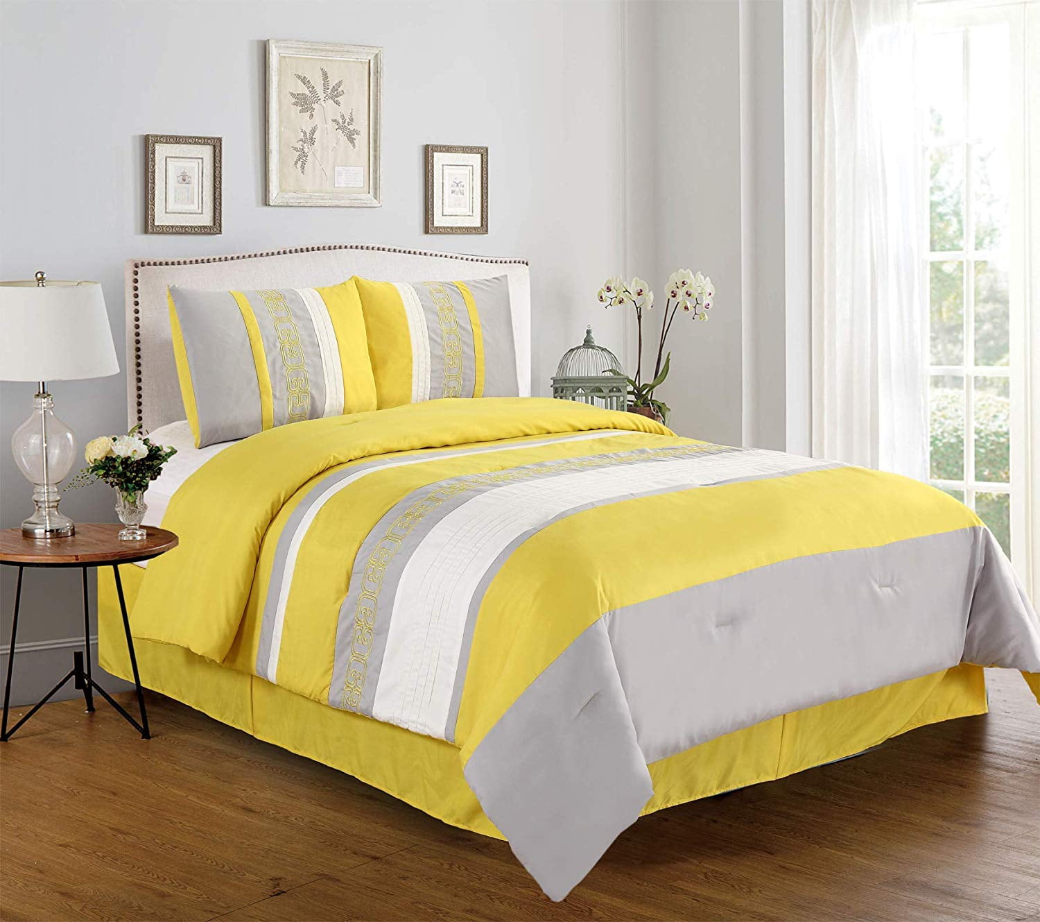 Empire Home Essentials Down Alternative 3 piece comforter Gray/Yellow 