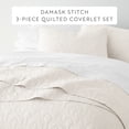 thumbnail image 2 of Noble Linens Ivory Damask Pattern Quilted Coverlet Set, King / CalKing, 2 of 12