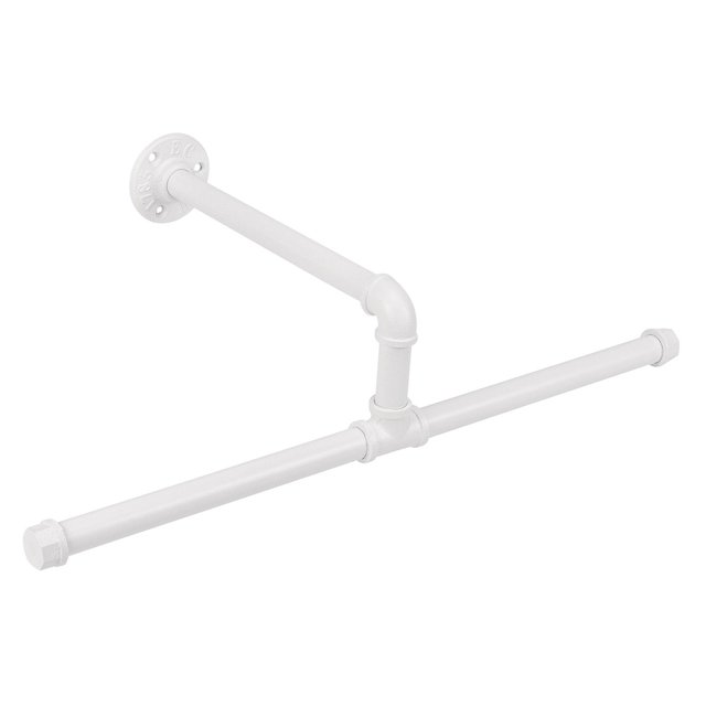Jeasor - Perchero Industrial Flotante Para Ropa, Montado En La Pared, Resistente, Rústico, Vintage, Barra De Metal Para Ropa, Para Colgar En El Dormitorio, Baño Y Lavandería (Blanco)