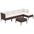 thumbnail image 2 of vidaXL 6 Piece Patio Lounge Set with Cushions Poly Rattan Brown, 2 of 9
