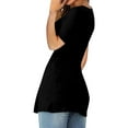 thumbnail image 4 of felwors Womens Front Knotted V-Neck Blouse T Shirt Short Sleeve Oversized Tunic Tops Summer Solid Pullover Tees Black, L, 4 of 8