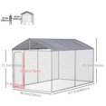 thumbnail image 2 of Large Silver Galvanized Steel Dog Kennel Playpen with Canopy Cover – 13.1' x 7.5' Outdoor Secure Enclosure for Dogs, Rabbits & More – Backyard & Patio Use, 2 of 7