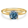 thumbnail image 3 of Gem Stone King 10K Yellow Gold Persian Blue Moissanite Solitaire Engagement Ring for Women | 1.00 Cttw | Cushion 6MM | Gemstone Birthstone | Size 9, 3 of 6