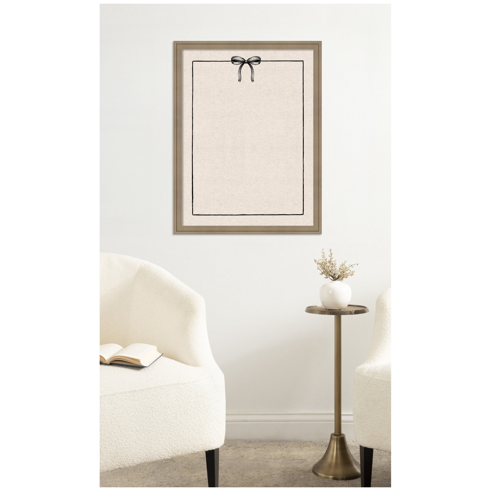 Kate and Laurel Framed Fabric Pinboard 20 x 26,  Printed Linen Classic Bulletin Board for Use as a Vision Board or Wall Organization, Florence Light Brown Frame