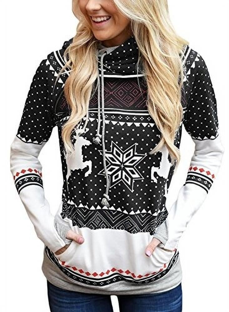 Women Long Sleeve Reindeer Printed 