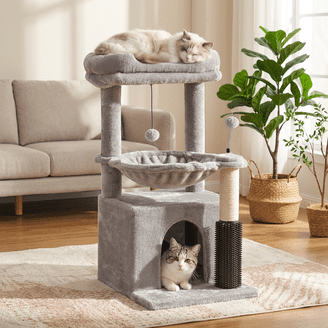 TRIXIE Falco Plush & Sisal 2-Level 46" Cat Tree, Scratching Posts & 2-Story  Condo, Brown - Walmart.com