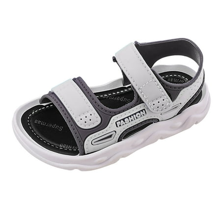 

Quealent Big Kid Boys Sandal Extra Wide Toddler Sandals Boy Fashion Comfortable Beach Sandals with Soft Soles In Summer Toddler Hiking Sandals Grey 1.5