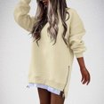 thumbnail image 2 of Ltctricy Sweatshirts Dress for Women Casual Long Sleeve Crewneck Mini Dress Oversized Loose Side Slits Zipper Pullover Dress, 2 of 7