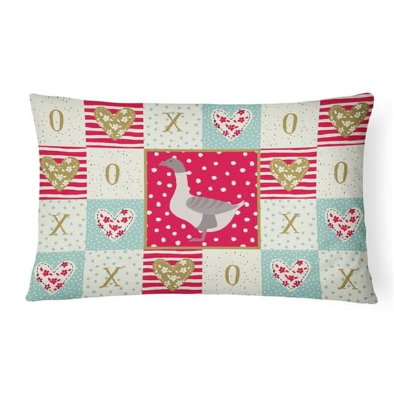 Carolines Treasures CK5328PW1216 Buff Grey Back Goose Love Canvas Fabric Decorative Pillow, Red, 12H x16W, multicolor