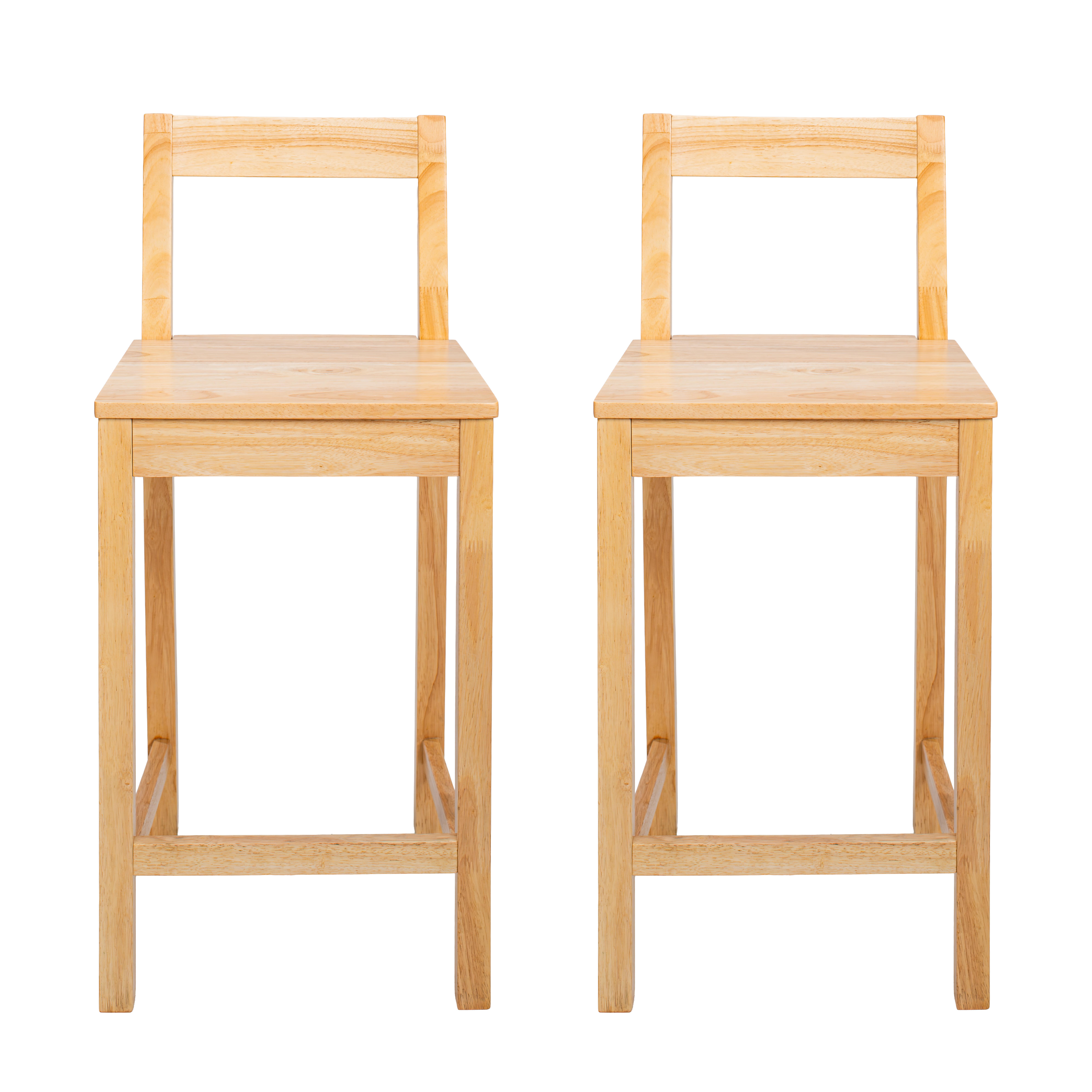 Mainstays 2-Pack 24" Counter Height Wood Bar Stools with Back, Pine