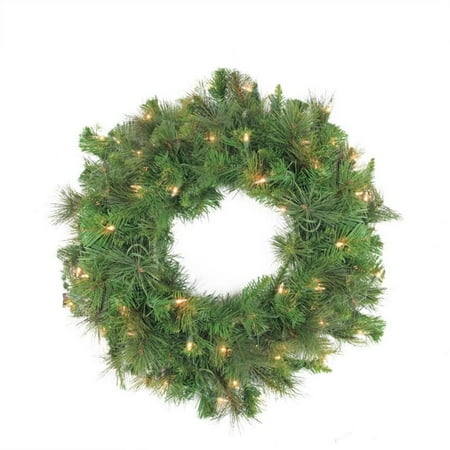 Pre Lit Artificial Pine Wreath - 24