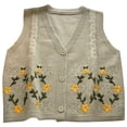 thumbnail image 2 of TMOYZQ Womens Sweater Vest Vintage Hollow-Out Crochet Knit Sleeveless Vest Waistcoat Button Up Floral Loose Crop Cardigan Top Cover up Crop Tops, 2 of 7
