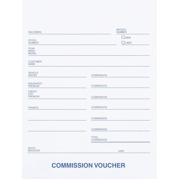 3-Part Carbonless Commission Voucher - 5 1/2"H x 4 1/4"W - Pack of 100
