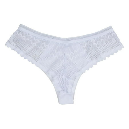 

UoCefik Womens 特性 Bikini Underwear Mid Waist Lace See Through Briefs White L