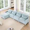 thumbnail image 2 of Newest 4-Seater Modular Sofa - Ergonomic Backrest, Movable Ottoman & Easy Assembly for Home Office/Lounge Green Chenille, 2 of 10
