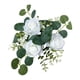 thumbnail image 3 of Anillos de vela, coronas florales artificiales, hojas de eucalipto, velas, coronas, corona de velas verdes para decoración de sala de estar Blanco, 3 of 9