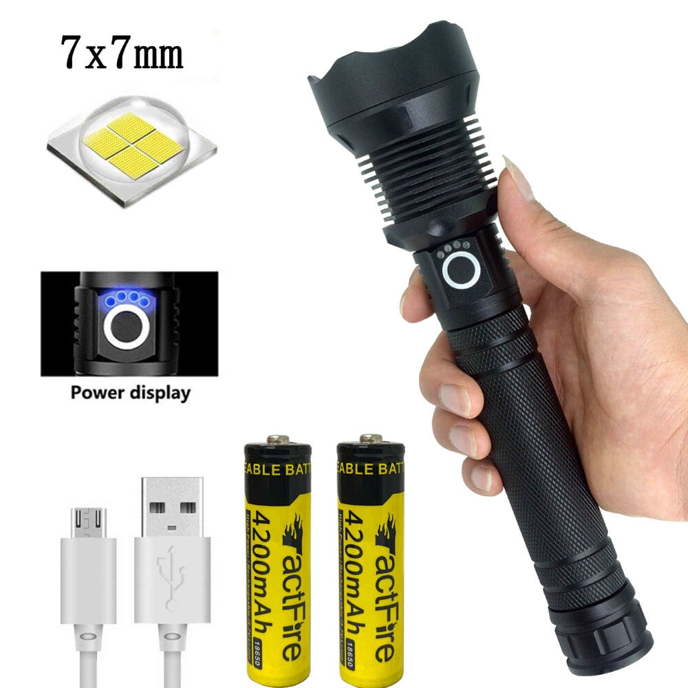 LED Flashlgiht 6000 Lumens, 4200mAh USB Rechargeable 18650 Battery 3 Light Modes, Zoomable, Long Working Time Tactical Handheald Torch for Hiking Hunting Emergency - Walmart.com