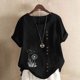 thumbnail image 2 of Vestidos Casuales Para Mujer, Blusas De Mujer De Moda Blusa informal de lino con botones y manga corta estampada para mujer, 2 of 4