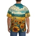 thumbnail image 3 of Rateoe Field Style Bicycle Young Sunflower Pattern Men's Short Sleeve Classic Shirt, Casual Short-Sleeved Shirt, Lightweight Summer Shirt, Cuban Collar Shirt,Button-Front Shirt-Small, 3 of 5